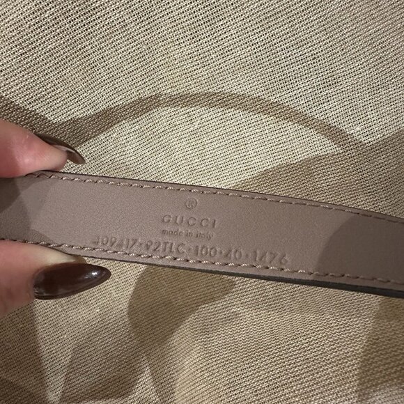 NEW GUCCI 430$ GG Marmont Belt In Beige GG Supreme & Pink Leather 110 Cm 40 In main image 9